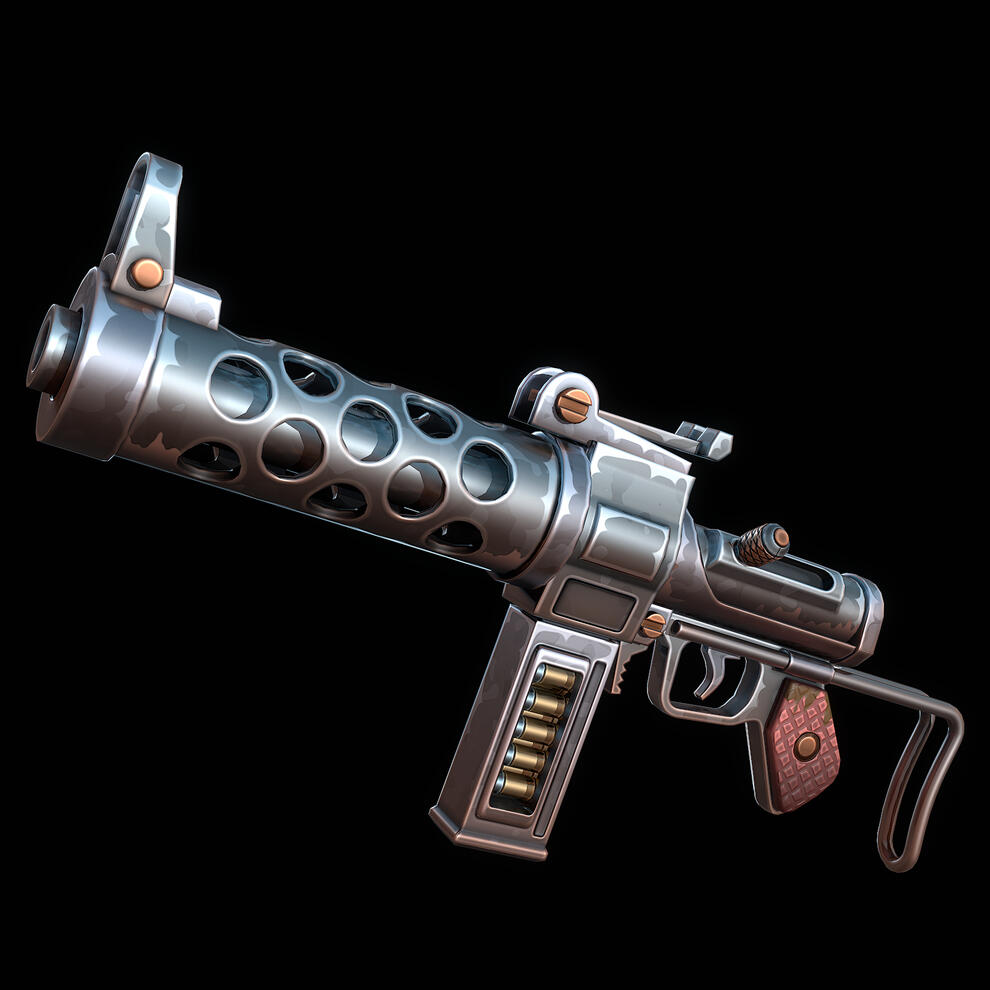 Stylized Retro Machine Gun