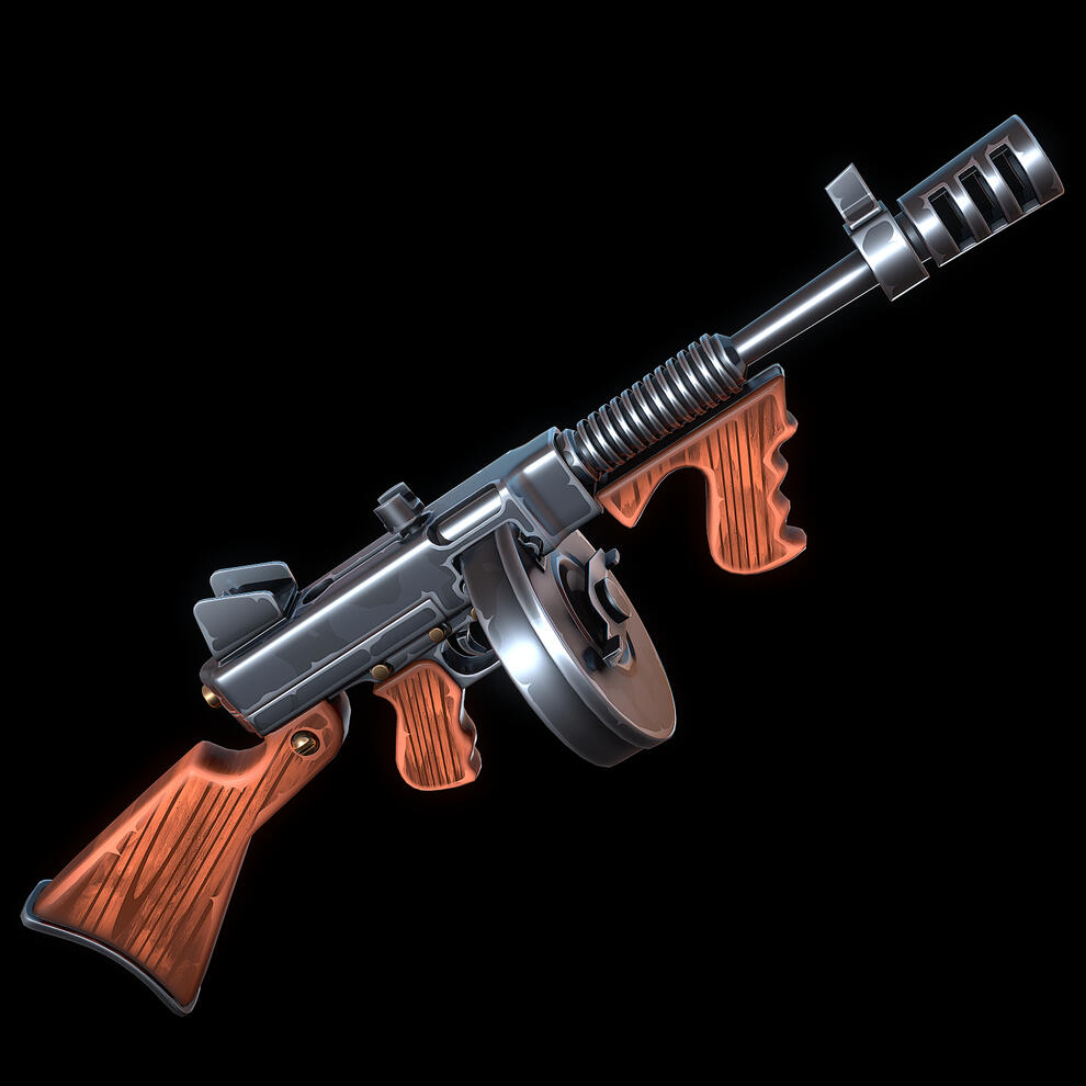 Stylized drum machine gun