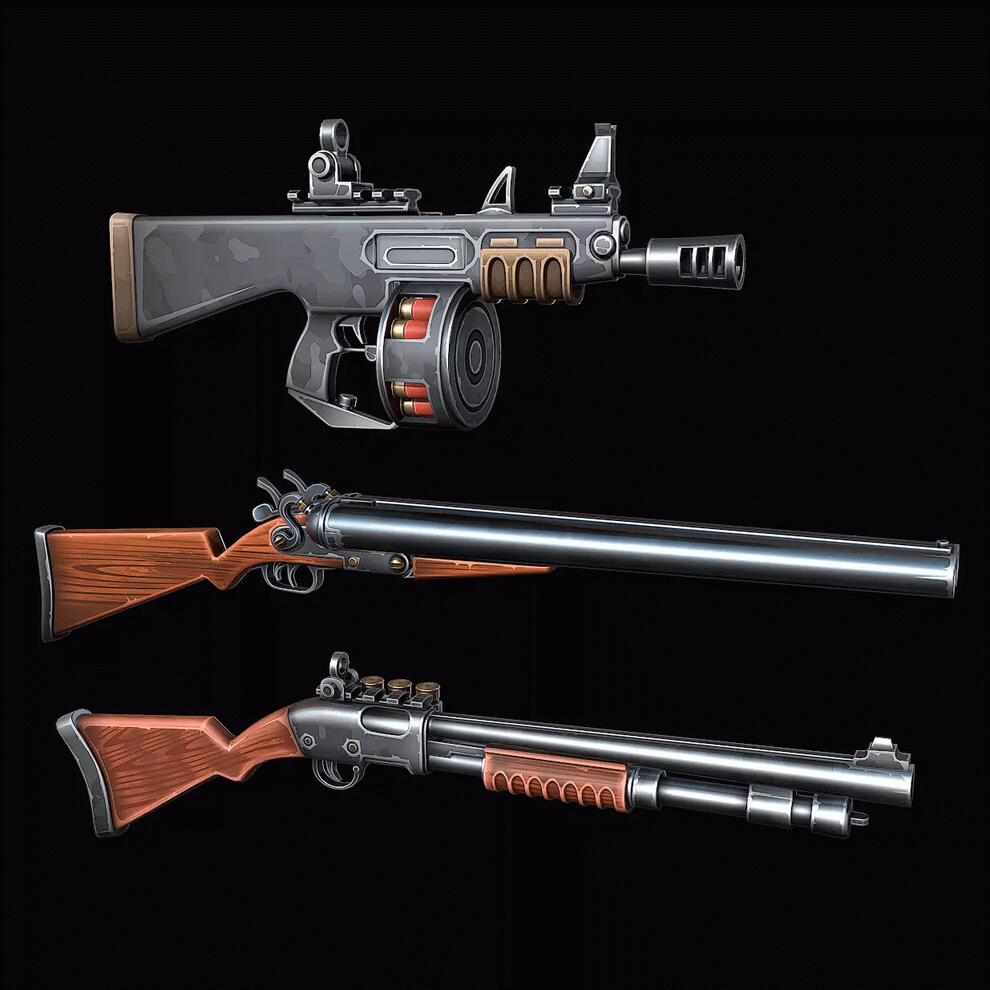 Collection of Stylized Shotguns Collection of Stylized Shotguns