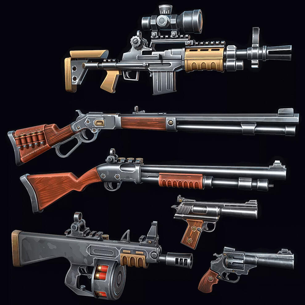 Collection of Stylized Firearms Collection of Stylized Firearms
